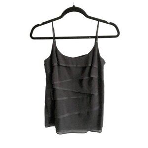 VINCE Sleeveless Blouse Layered Cami Tank Top Black 2